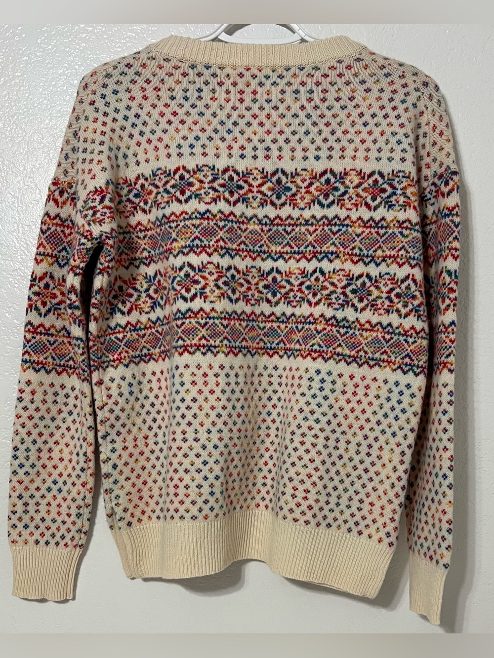 J.Crew 100% Wool Fair Isle Sweater XS Cream Multicolor Nordic Heritage - Picture 3 of 7